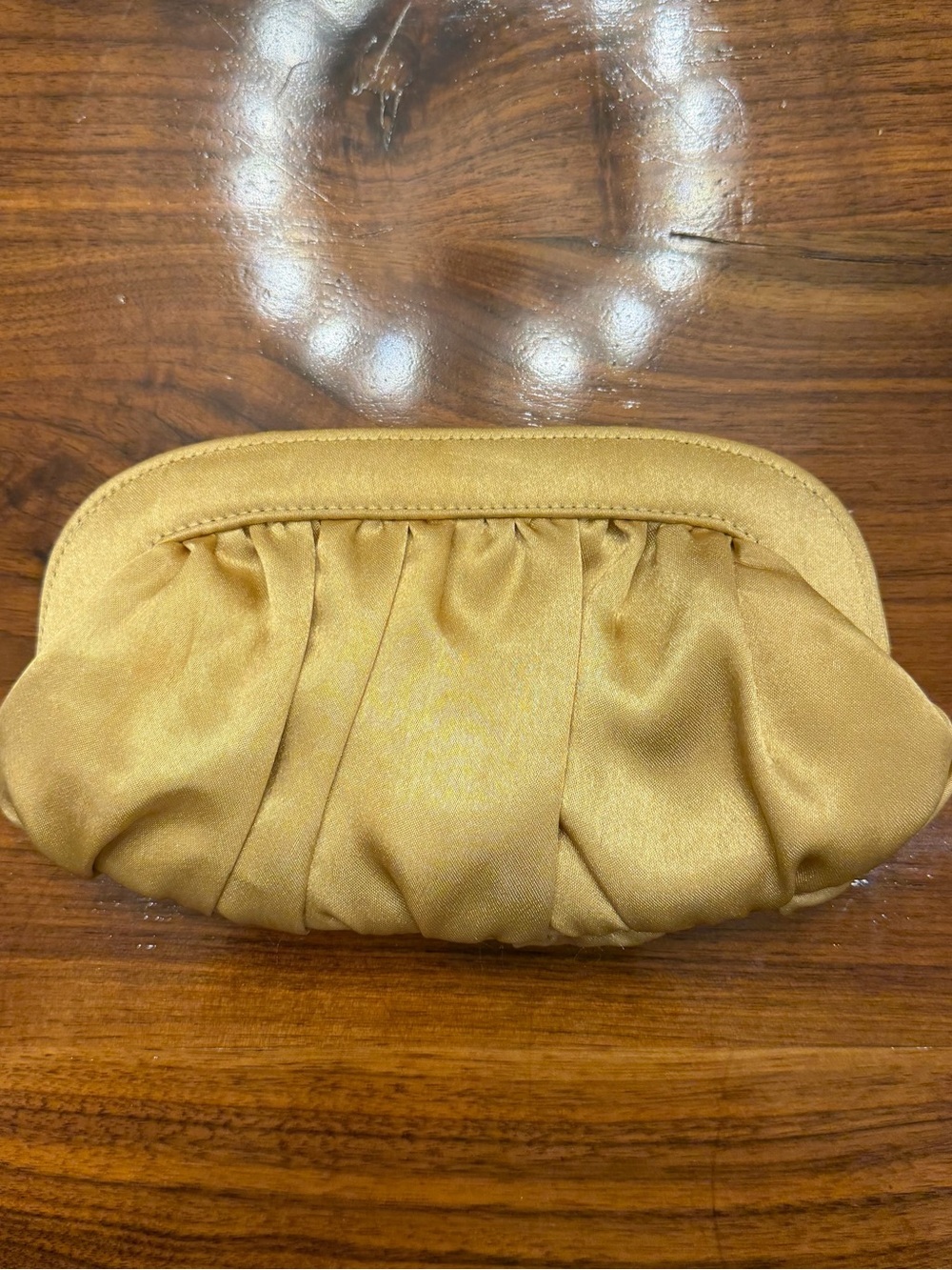 gold satin ruched convertible mini bag